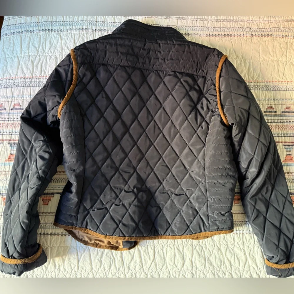 Zara Navy Quilted Jacket with Tan Trim - Picture 4 of 4
